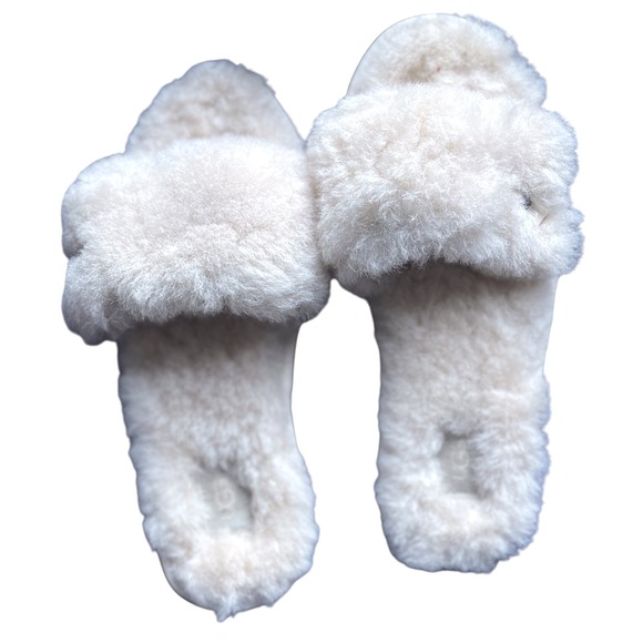 NWOT UGG Fluff Slide Il Sheepskin Lambswool Slide Slipper Cream Size US 10 - Picture 1 of 11